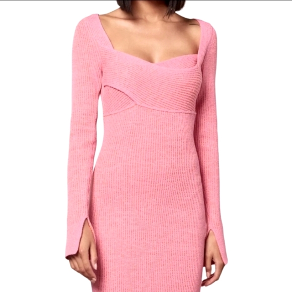 3.1 PHILLIP LIM Double Face Crossbody Sweater Midi Dress Pink - Picture 1 of 14